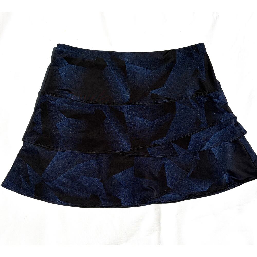 Lucky in Love Blue Black Shimmery Ruffled Tiered Layer Tennis Skirt Sz M (8-10) - Picture 7 of 7